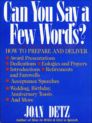 cover image of Can You Say a Few Words?